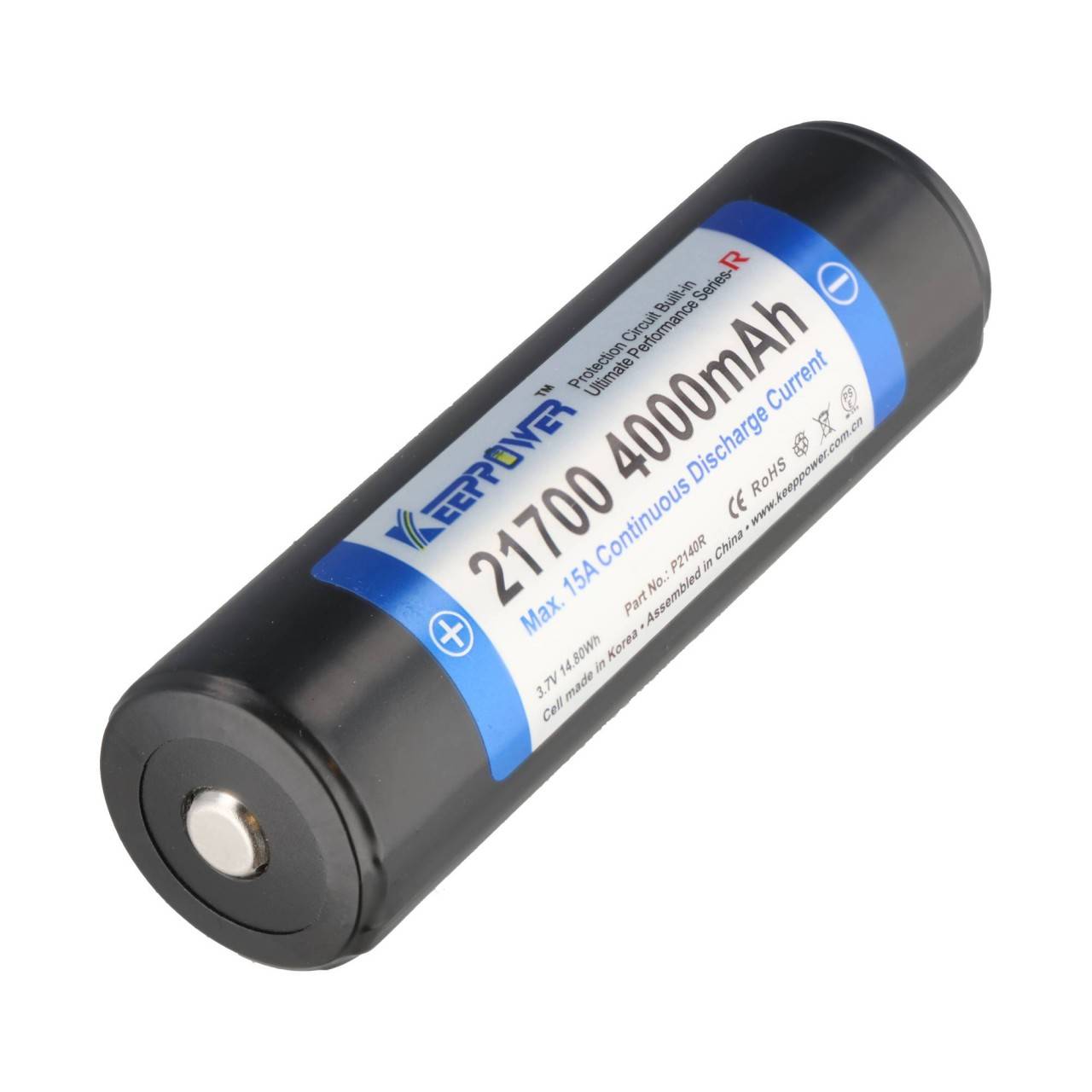 Batterie Li-ion Keeppower 21700 15A 4000mAh 3,6V - 3,7V avec circuit imprimé protégé P2140R-1