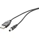 Renkforce Câble électrique USB USB 2.0 USB-A mâle, Connecteur DC 5,5 mm 1.00 m noir contacts dorés RF-4079664