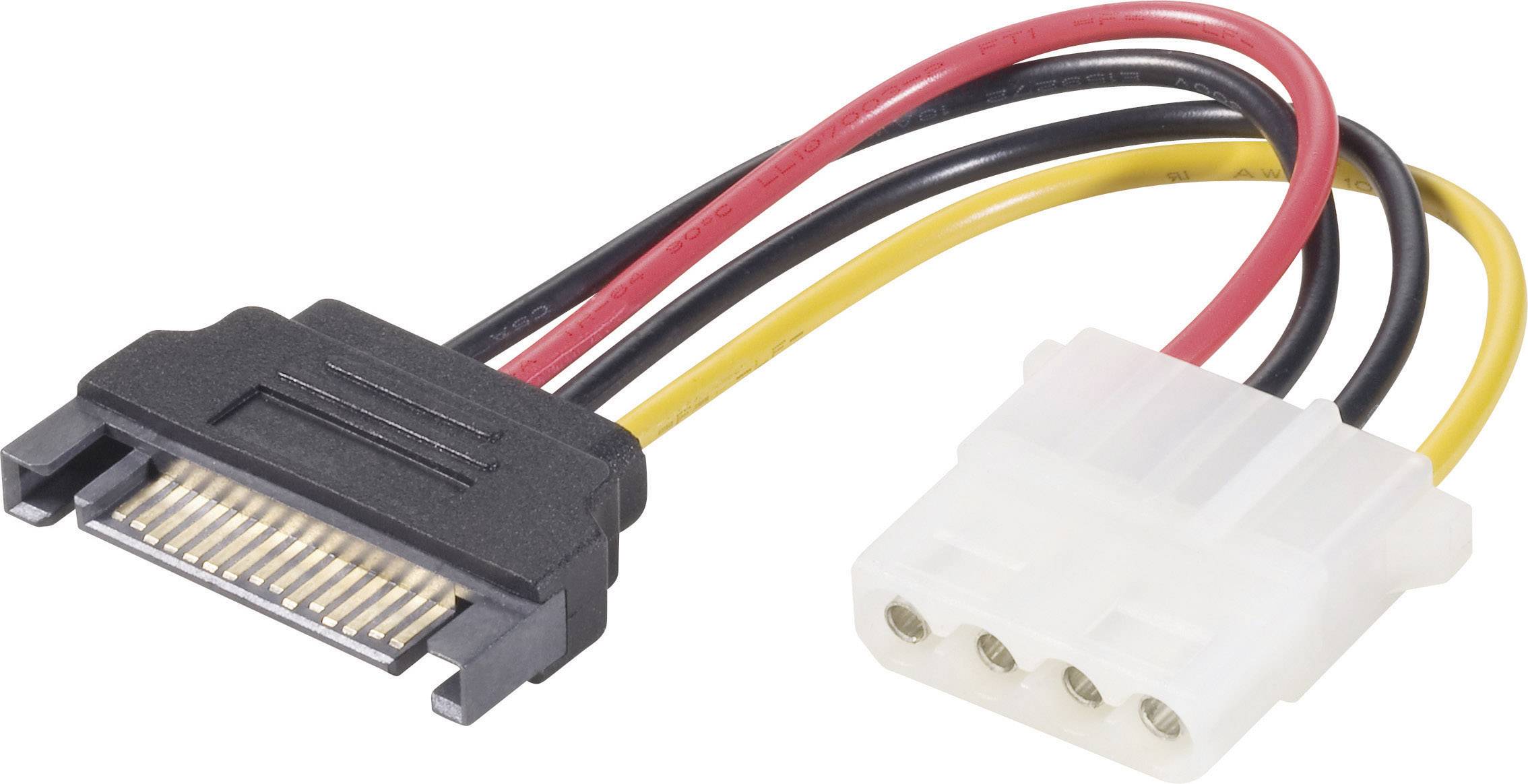 Renkforce alimentation Adaptateur [1x Alimentation SATA mâle 15 pôles - 1x Alimentation IDE femelle 4 pôles] 0.12 m noir, rouge, jaune