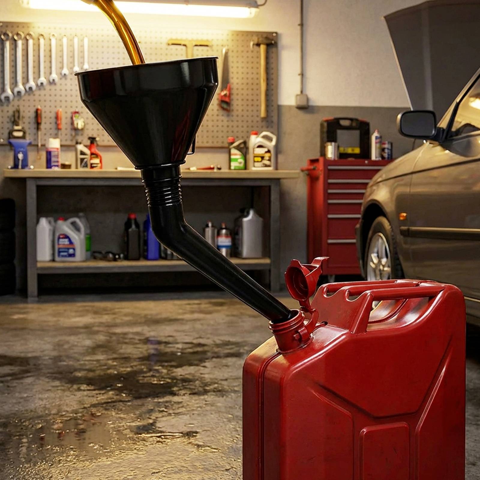 Entonnoir De Carburant 18Cm à Manche Courbé Accès aux Réservoirs Profonds-2