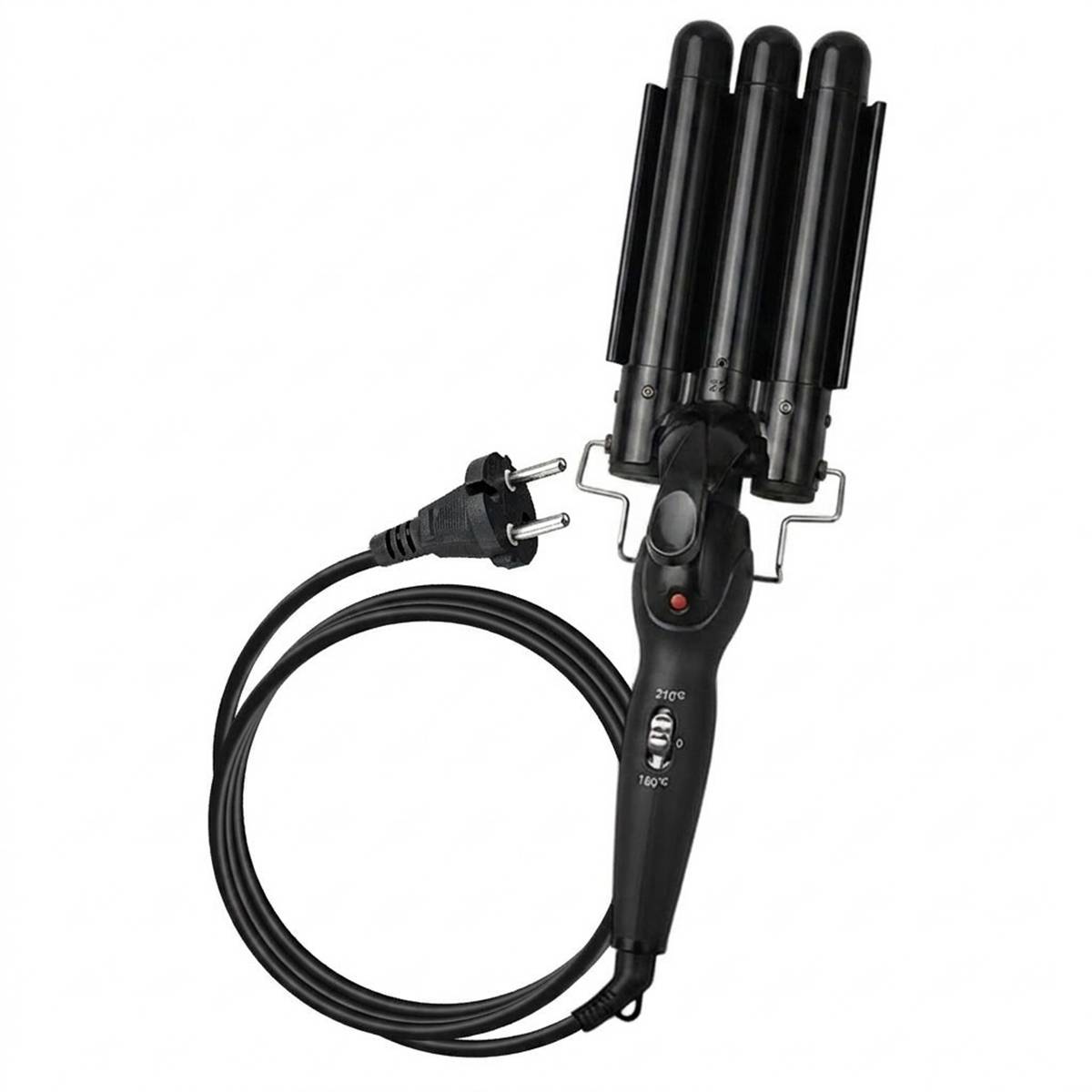 Fer à Boucler Triple Tube Céramique 70W Noir avec Chauffage Rapide PTC-1