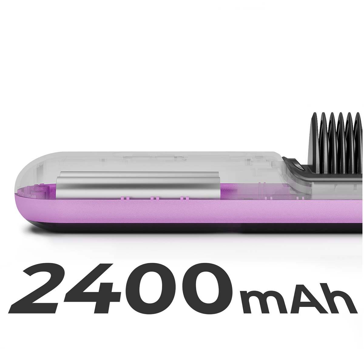 Brosse Lissante Sans Fil en Céramique avec Peigne Anti-Brûlure Rechargeable-4