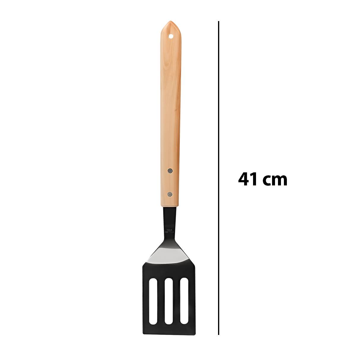 Spatule de Barbecue en Acier Inoxydable avec Manche en Bois de Chêne 41cm-3