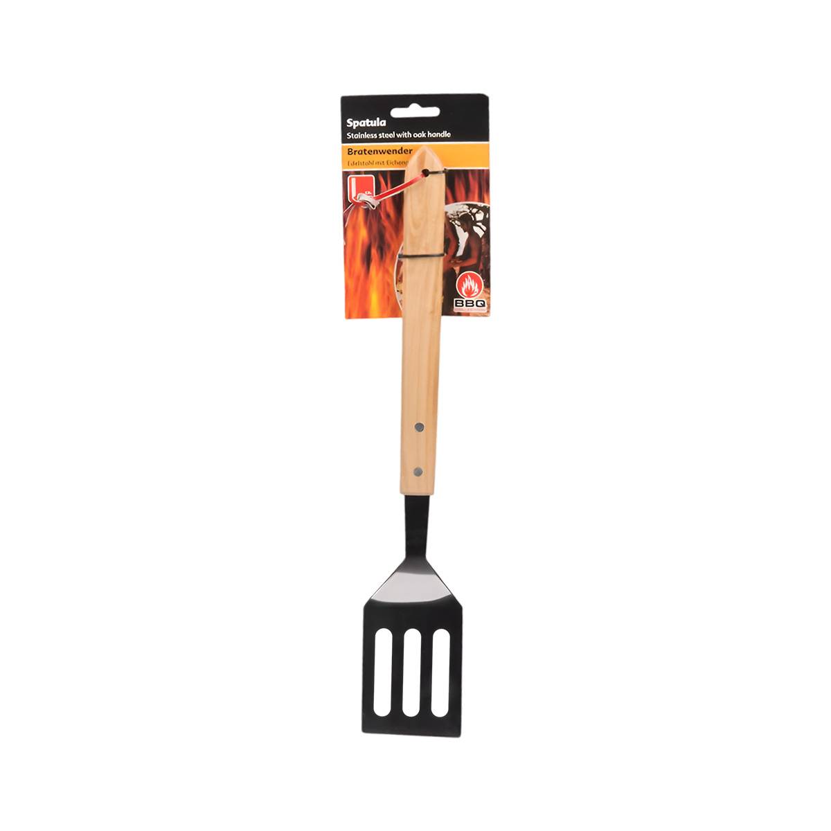Spatule de Barbecue en Acier Inoxydable avec Manche en Bois de Chêne 41cm-4