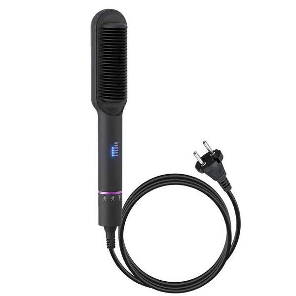 Brosse Lissante Chauffante en Céramique avec Peigne Anti-Brûlure Réglable
