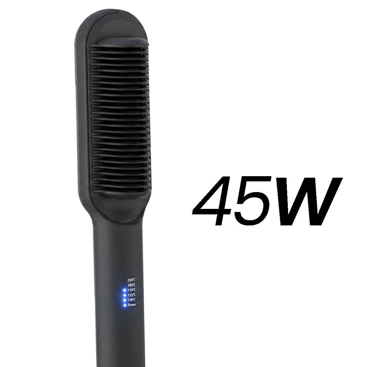 Brosse Lissante Chauffante en Céramique avec Peigne Anti-Brûlure Réglable-4