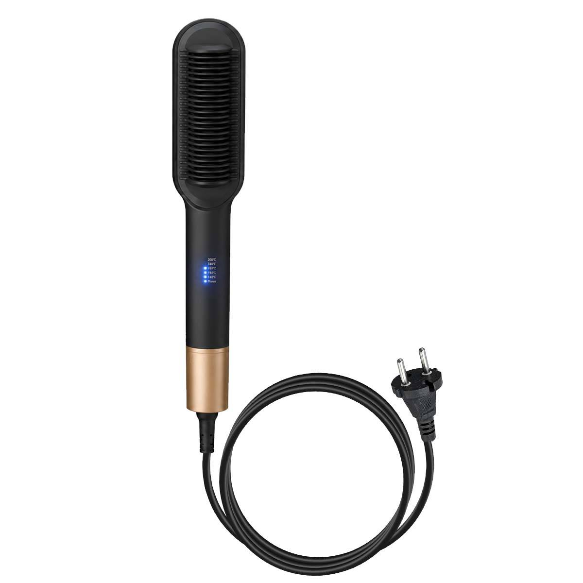 Brosse Lissante Chauffante en Céramique avec Peigne Anti-Brûlure Réglable-1