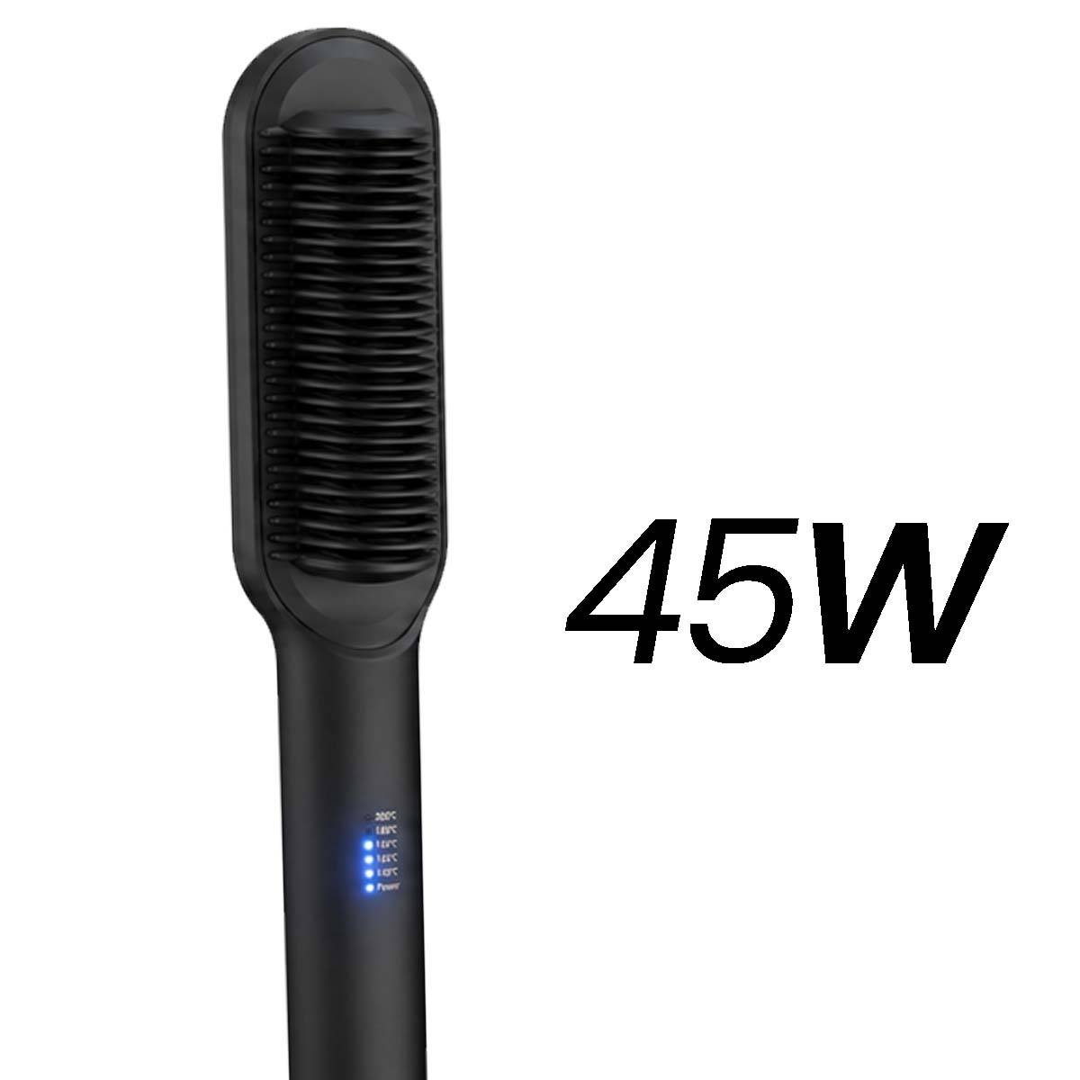 Brosse Lissante Chauffante en Céramique avec Peigne Anti-Brûlure Réglable-4