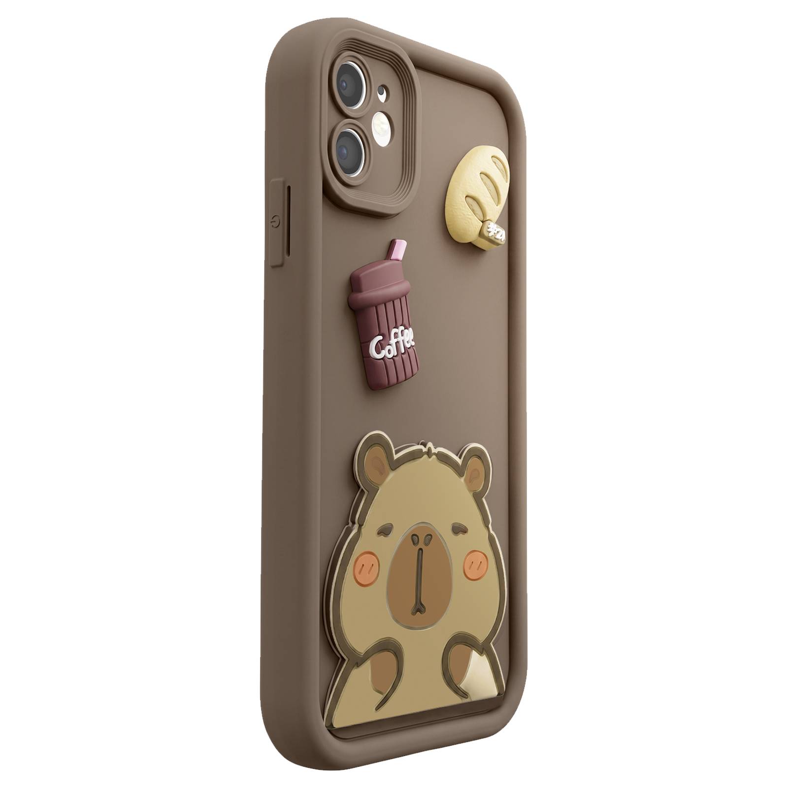 Coque pour iPhone 12 avec Motifs Capybara Kawaii en 3D et Contour Surélevé-1