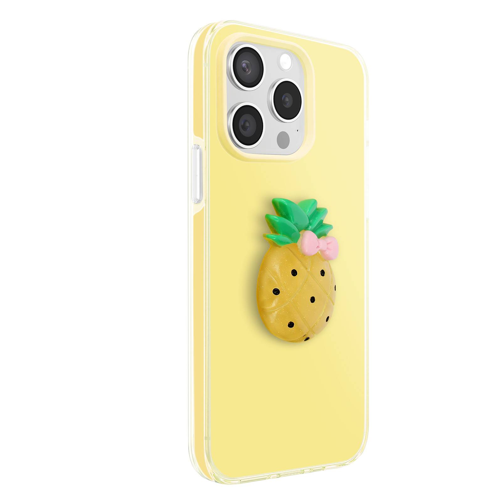 Coque pour iPhone 15 Pro avec Motif Ananas en Relief 3D et Contour Surélevé-1