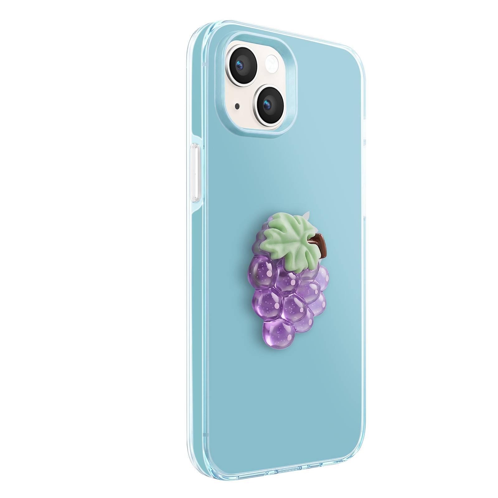Coque pour iPhone 14 avec Motif Raisin en Relief 3D et Contour Surélevé-1