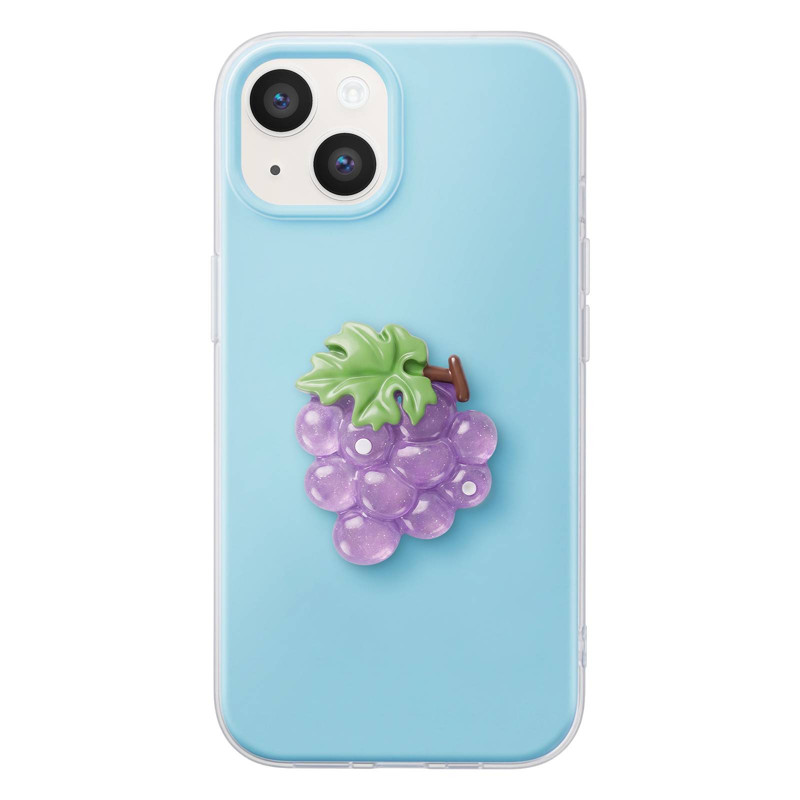 Coque pour iPhone 14 avec Motif Raisin en Relief 3D et Contour Surélevé-0