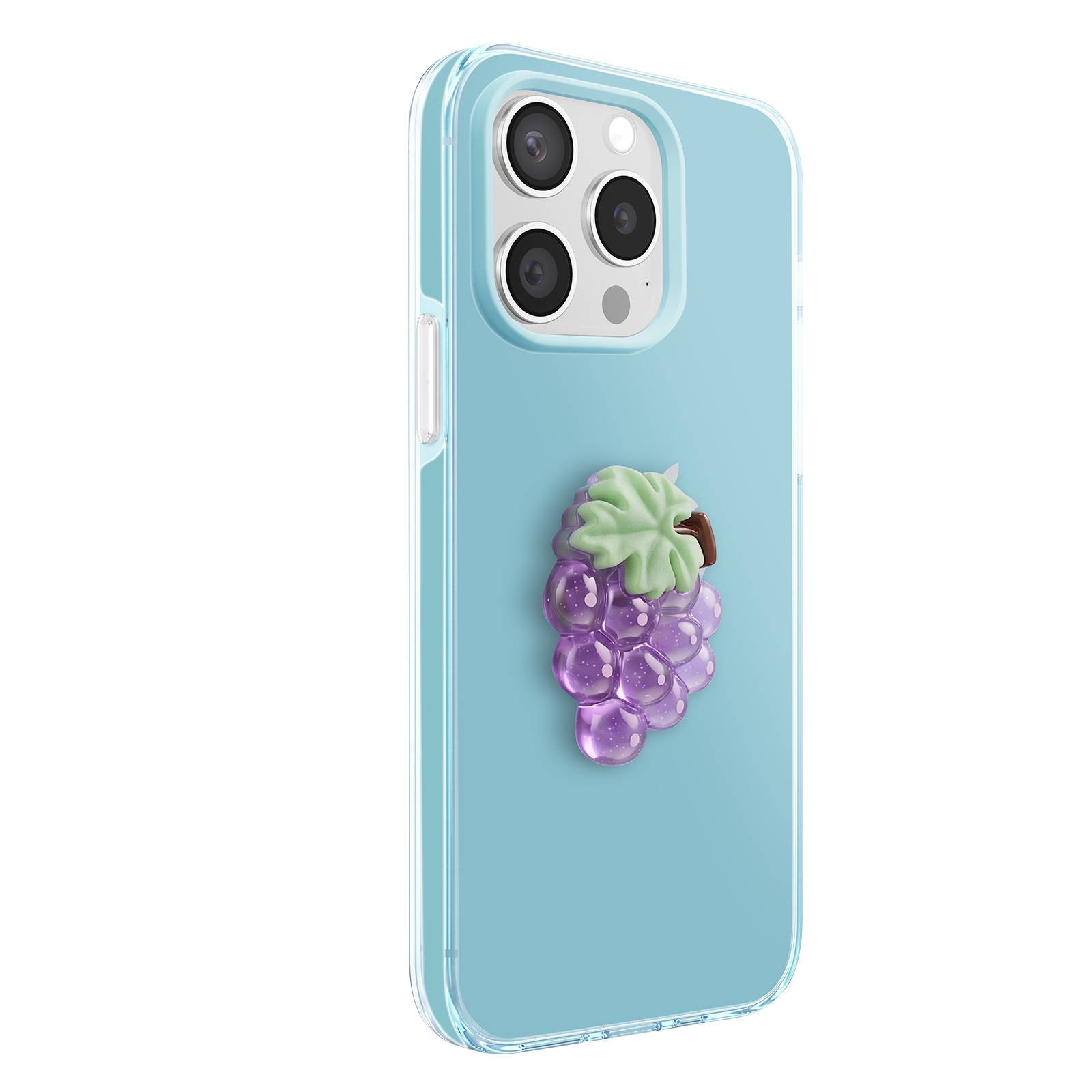 Coque pour iPhone 15 Pro avec Motif Raisin en Relief 3D et Contour Surélevé-1