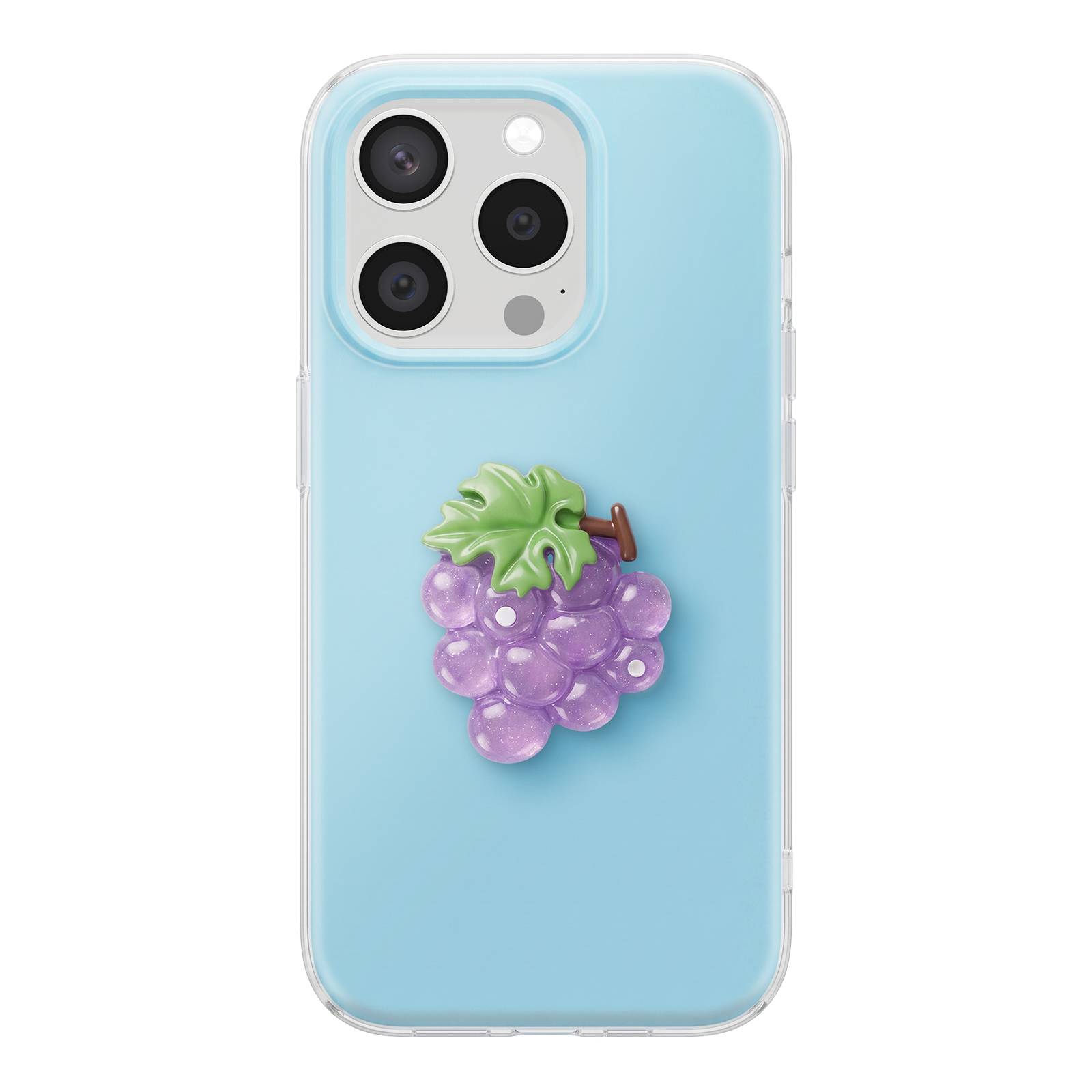 Coque pour iPhone 15 Pro avec Motif Raisin en Relief 3D et Contour Surélevé-0