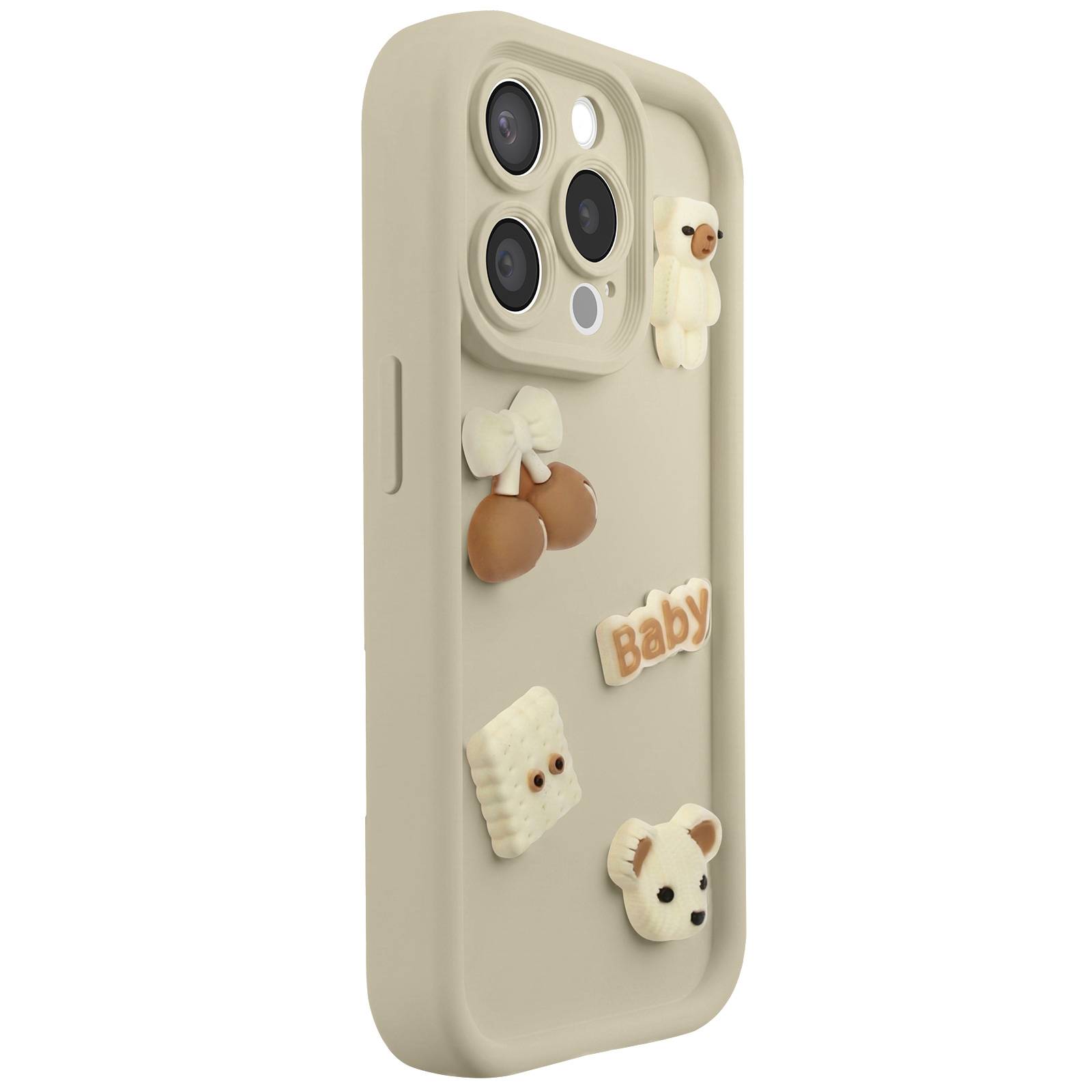 Coque pour iPhone 15 Pro avec Motifs Nounours Kawaii en 3D et Contour Surélevé-1