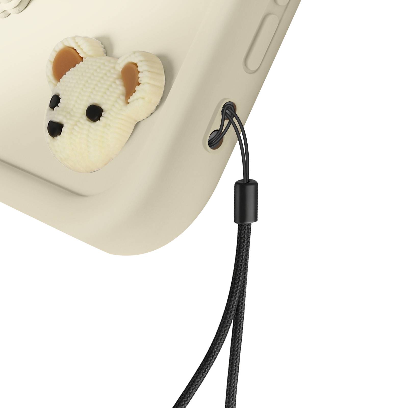 Coque pour iPhone 15 Pro avec Motifs Nounours Kawaii en 3D et Contour Surélevé-4