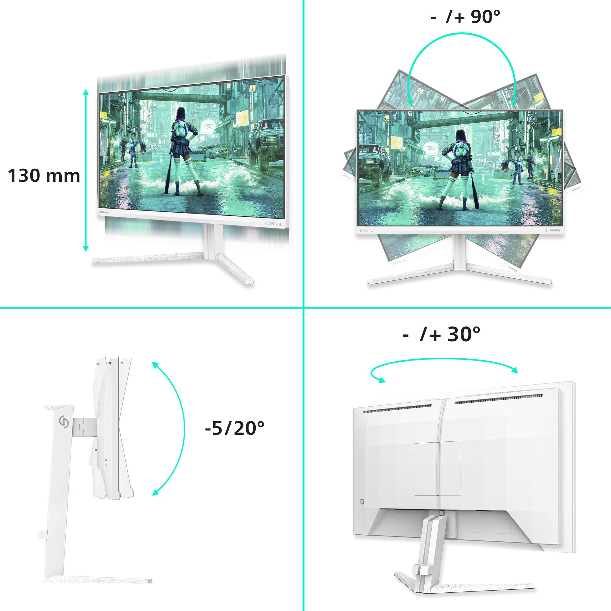 Philips Evnia 3000 24M2N3201P/00, 60,5 cm (23.8"), 1920 x 1080 pixels, Full HD, LCD, 1 ms, Blanc-2