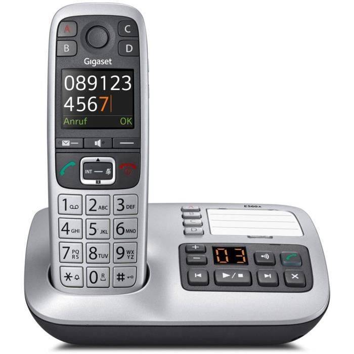 Téléphone Sans Fils Dect Noir/argent Avec Répondeur Gigaset e560a-1