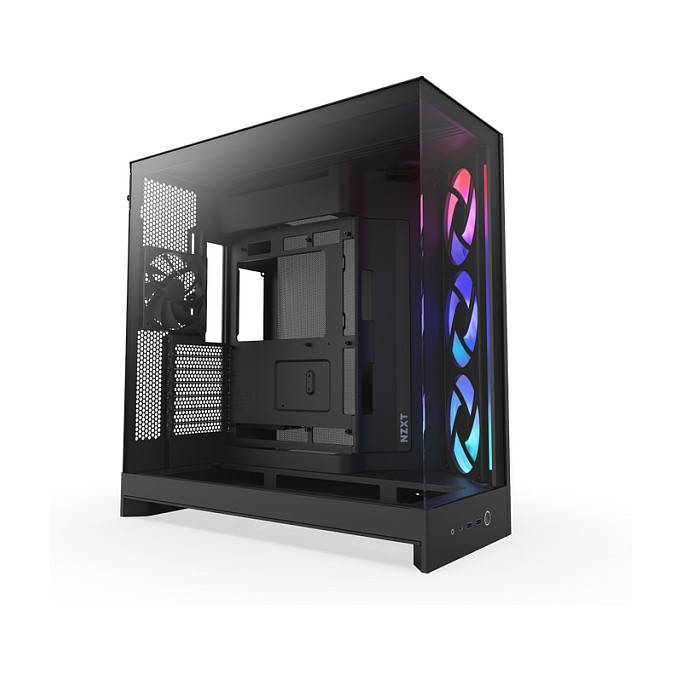NZXT H9 Flow RGB, Midi Tower, PC, Noir, ATX, EATX, micro ATX, Mini-ITX, Mesh, SGCC, Verre trempé, 16,5 cm-0