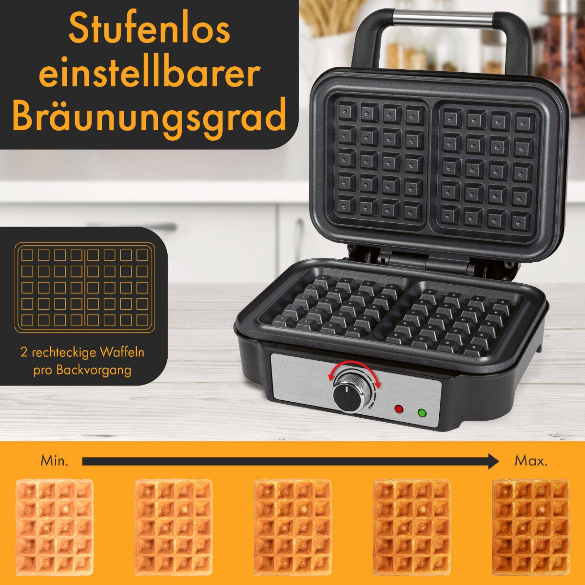 Clatronic PC-WA 1240 inox Gaufrier voyant lumineux inox-1