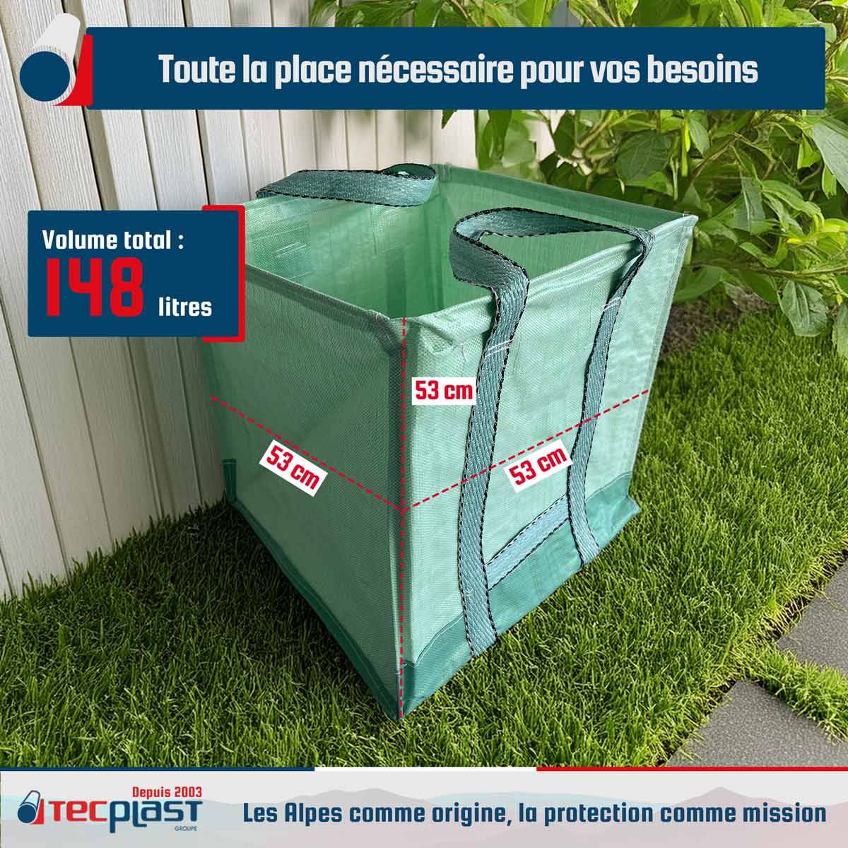 Sac à déchets renforcé Tecplast 148l - sc175mu - carré - vert-2