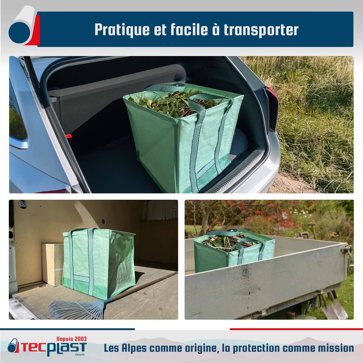 Sac à déchets renforcé Tecplast 148l - sc175mu - carré - vert-4