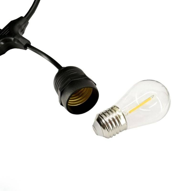 Guirlande Guinguette Solaire LED 10M 10pcs 3W IP65 - Câble Noir - Blanc Chaud 2300K - 3500K - SILAMP-1