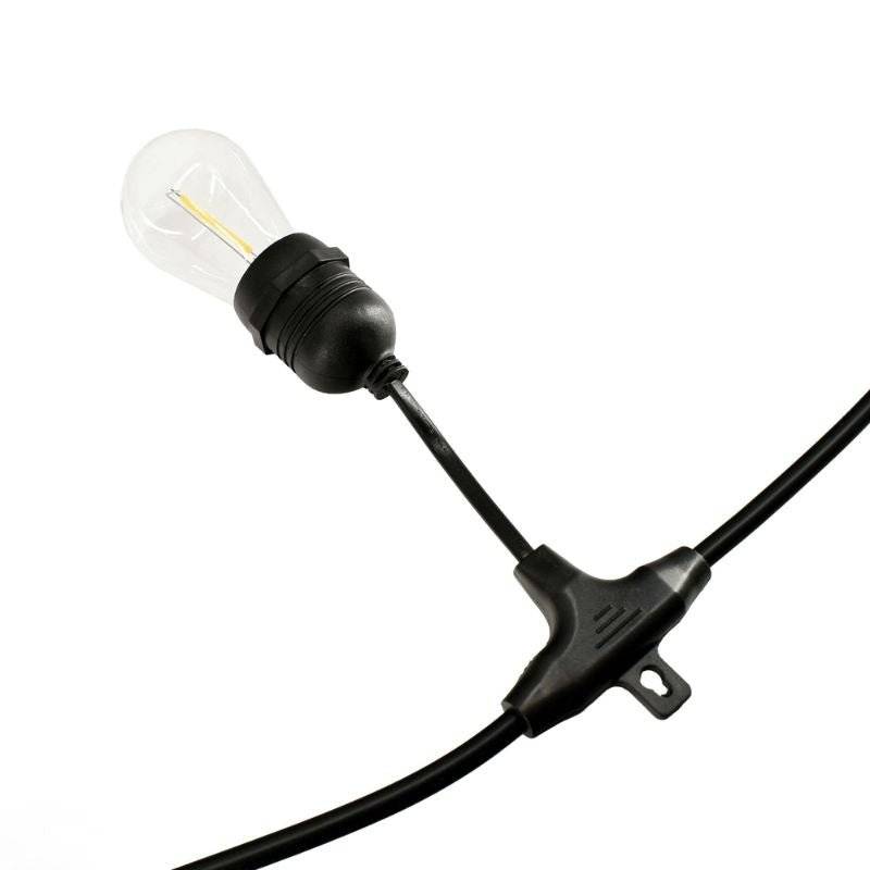 Guirlande Guinguette Solaire LED 10M 10pcs 3W IP65 - Câble Noir - Blanc Chaud 2300K - 3500K - SILAMP-2