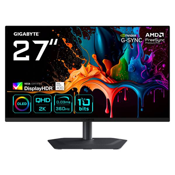 GIGABYTE MO27Q3 Moniteur Gaming OLED 27” QHD - 2560 x 1440, 360Hz, 0.03ms, 250 cd/m², G-Sync Compatible, FreeSync Premiu