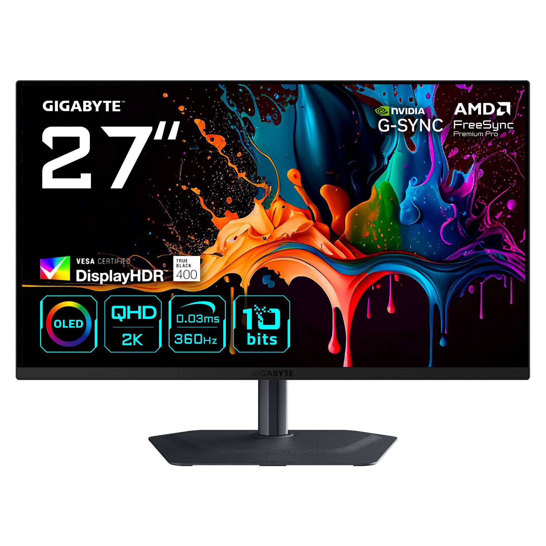 GIGABYTE MO27Q3 Moniteur Gaming OLED 27” QHD - 2560 x 1440, 360Hz, 0.03ms, 250 cd/m², G-Sync Compatible, FreeSync Premiu-0