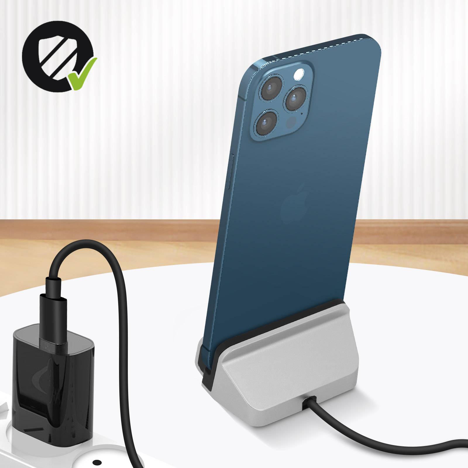 Dock de Charge Lightning pour iPhone Charge Rapide 18W avec Câble 1m-2
