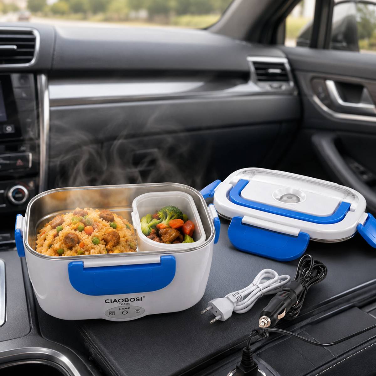 Chauffe-Repas Électrique Portable 1,5 L avec Bol Inox Amovible-2