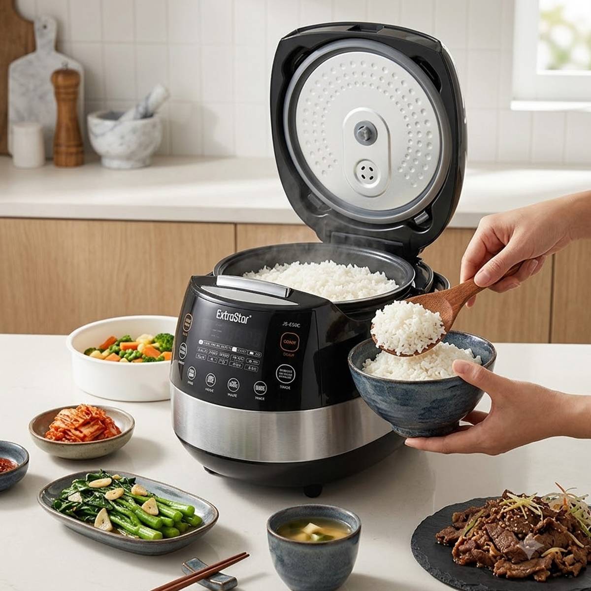 Multicuiseur Électrique et Cuiseur à Riz Tactile avec 10 Programmes 5L 900W-2