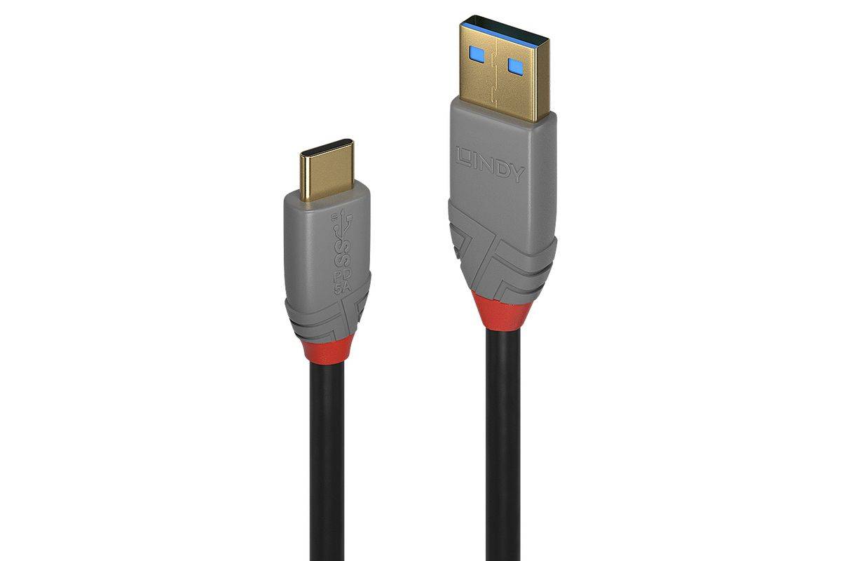 LINDY 3m USB 3.2 Type A to C Cable 5A PD Anthra Line-0