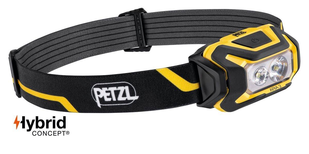 Lampe frontale Aria 2 noir - jaune + 3 piles AAA/LR03 - PETZL - E070AA00-1