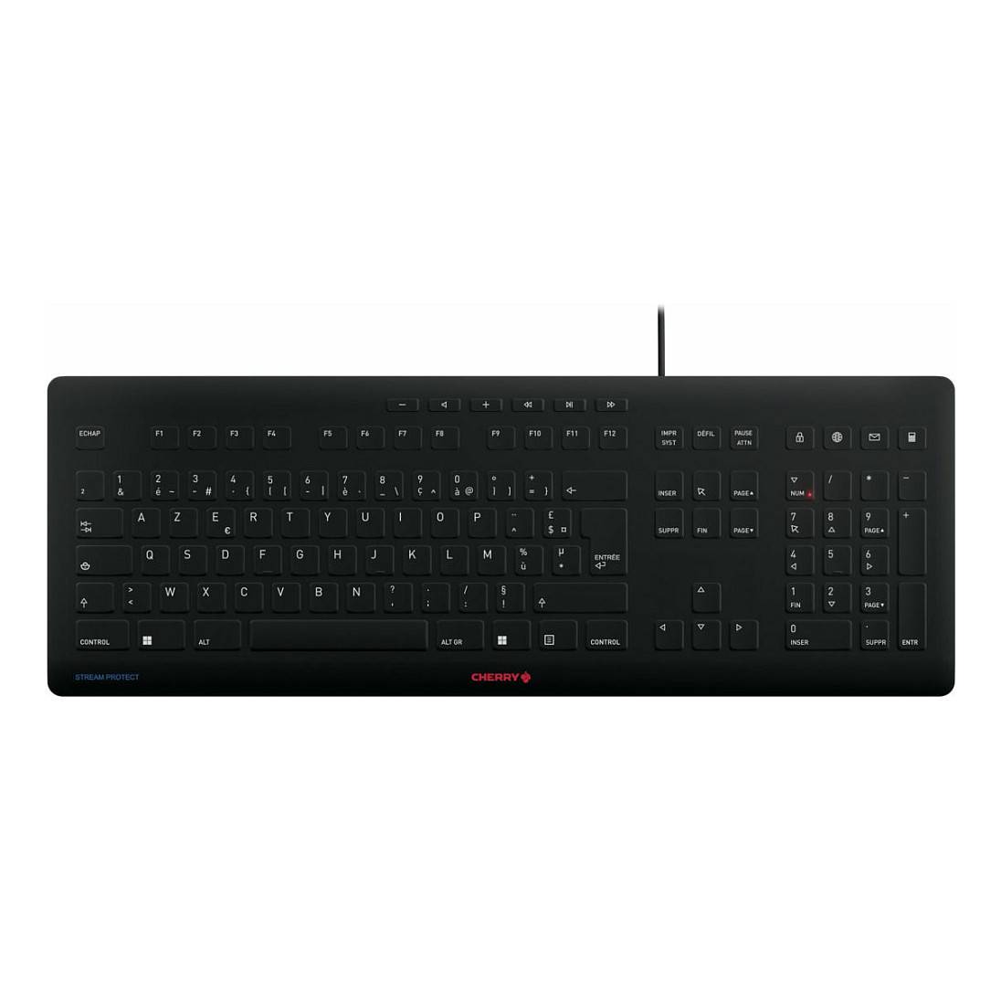 CHERRY Clavier Stream Protect AZERTY USB noir-0