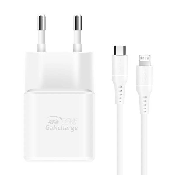 Chargeur Secteur GaN USB-C PD 35W avec Câble USB-C vers Lightning 1.2m