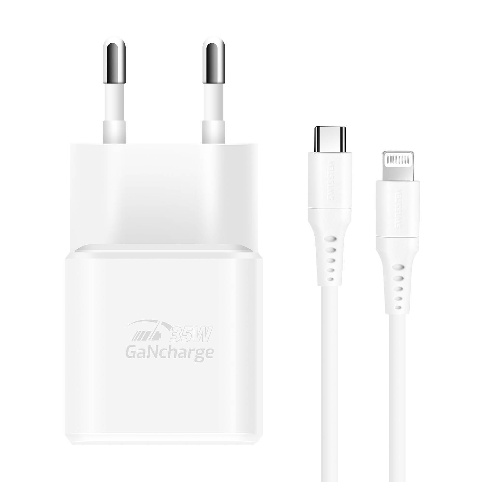 Chargeur Secteur GaN USB-C PD 35W avec Câble USB-C vers Lightning 1.2m-0