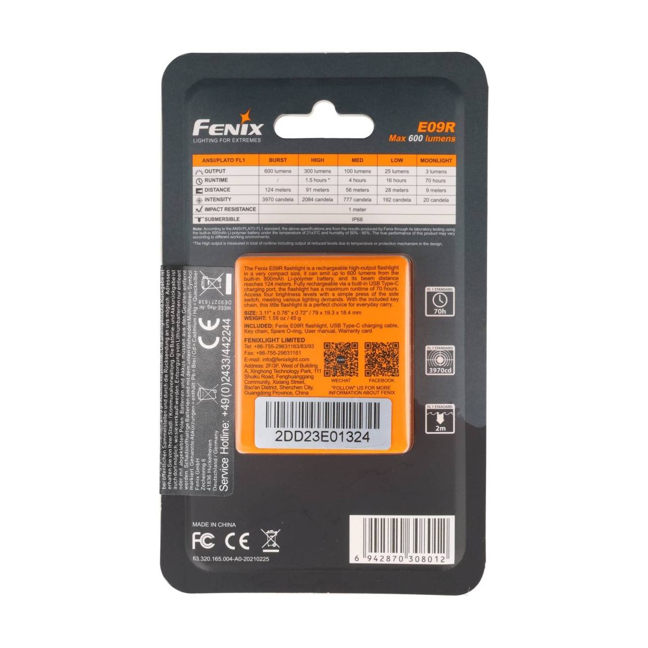 Lampe torche LED Fenix E09R - Noire-4