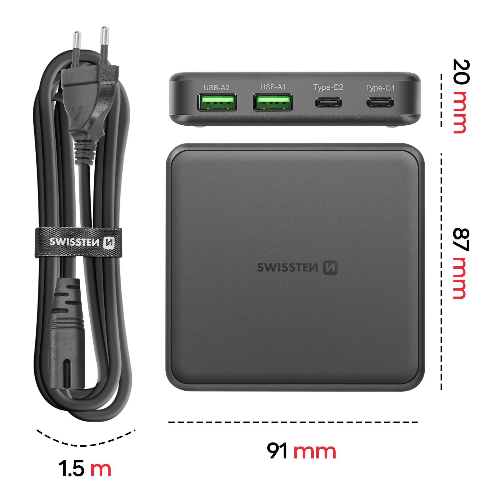 Hub de Charge GaN 65W pour Tablette / Ordinateur Multiport avec 2 USB-C /2 USB-A-2