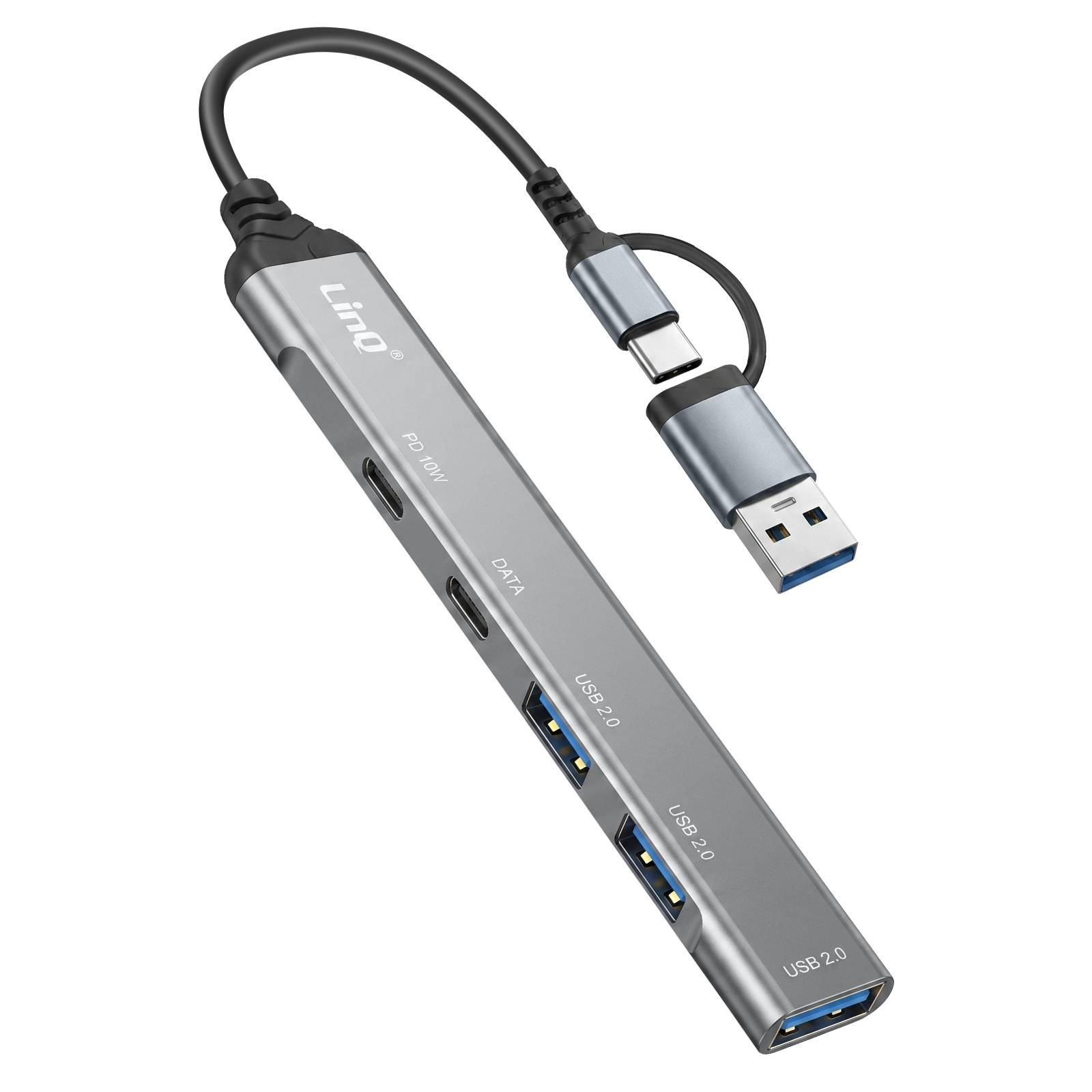 HUB USB Multiport 5-en-1 vers 2 USB-C PD 10W et 3 USB-A 480Mbps-0