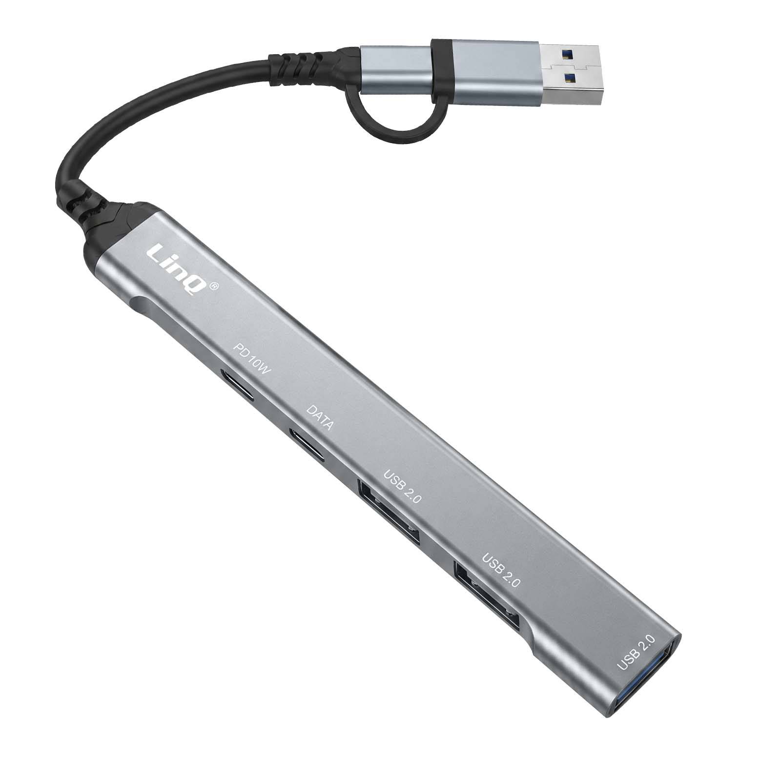 HUB USB Multiport 5-en-1 vers 2 USB-C PD 10W et 3 USB-A 480Mbps-1