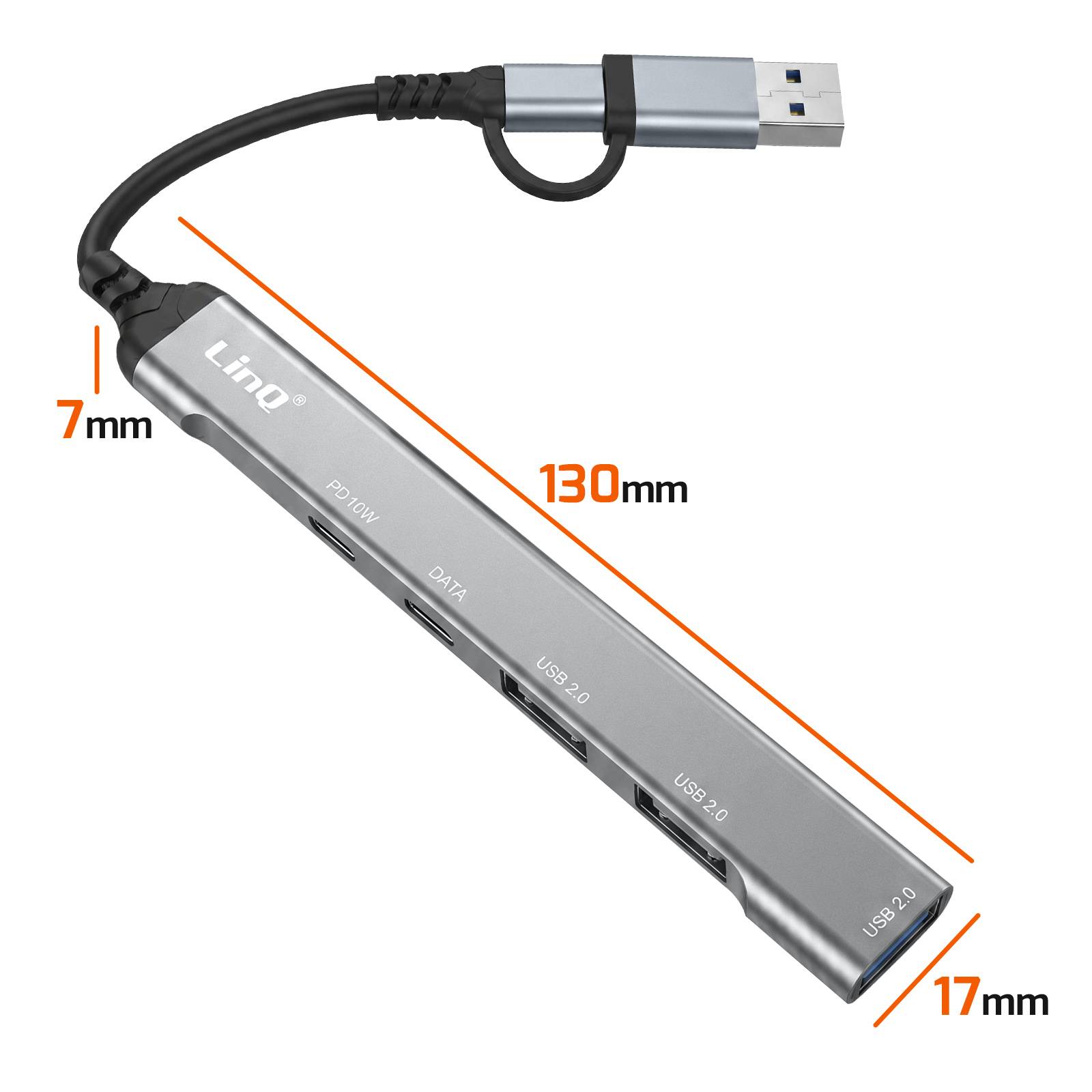 HUB USB Multiport 5-en-1 vers 2 USB-C PD 10W et 3 USB-A 480Mbps-4