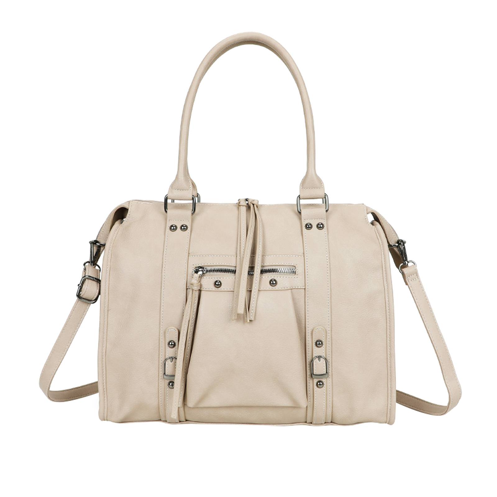 Sac à Main Bowling pour Femme avec Anses Longues et Tire-zips Décoratifs-0