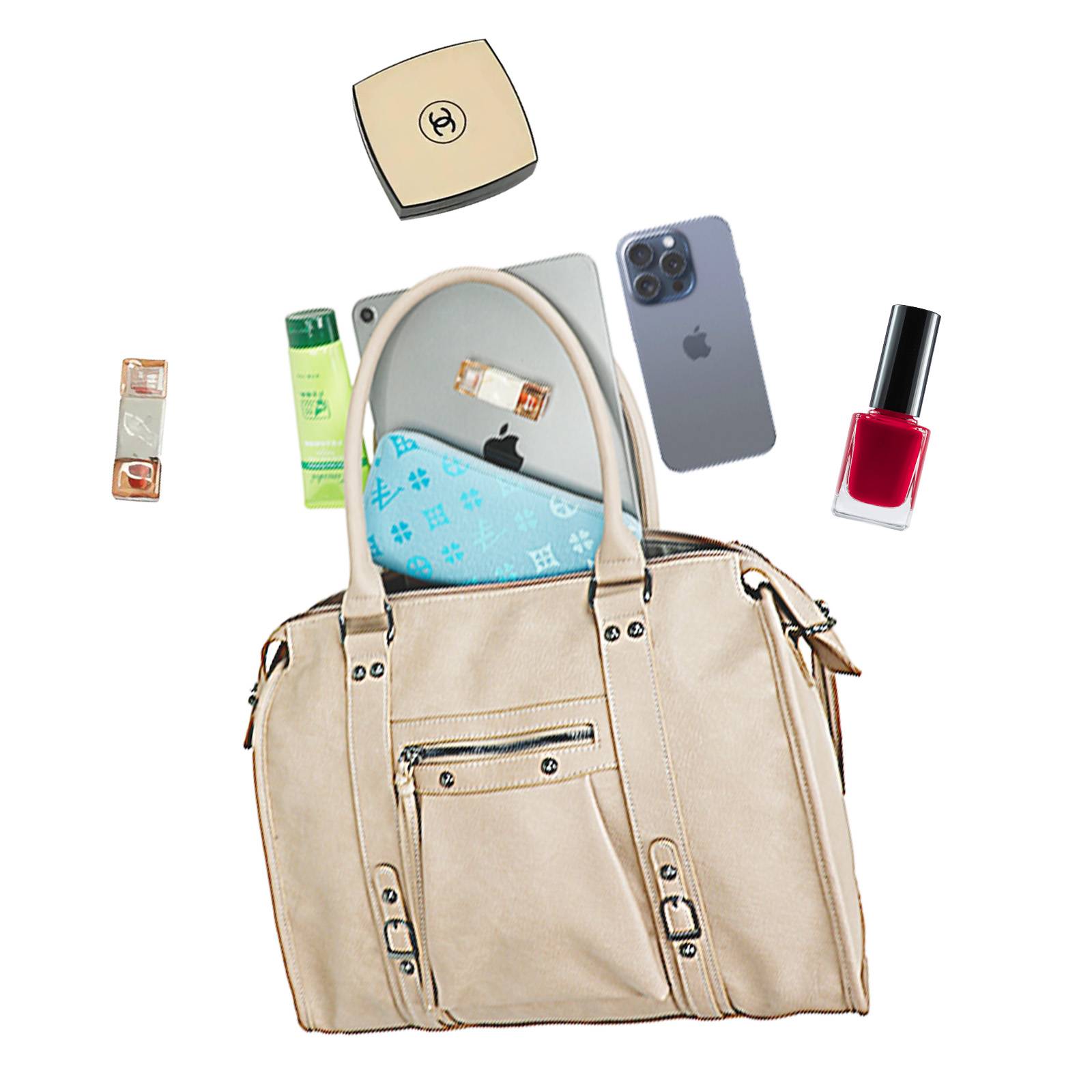 Sac à Main Bowling pour Femme avec Anses Longues et Tire-zips Décoratifs-3