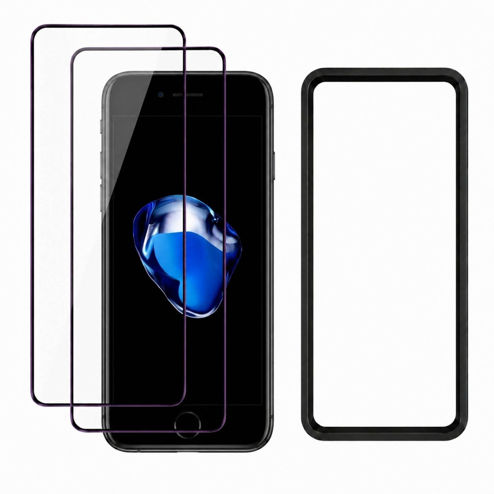 Lot de 2 Verres Trempés 9H pour iPhone 7 Hardy Hardura avec Cadre Applicateur-2