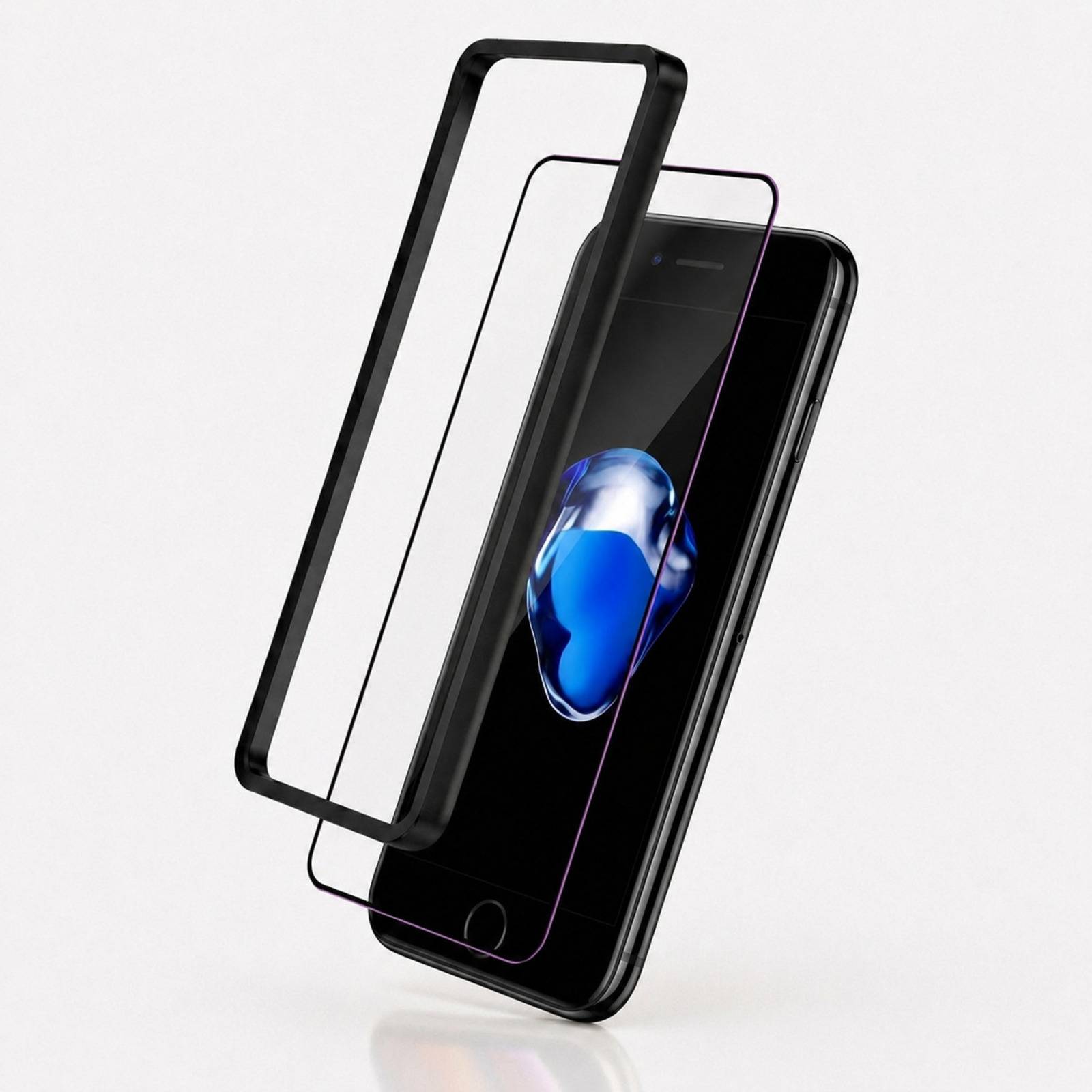Lot de 2 Verres Trempés 9H pour iPhone 7 Hardy Hardura avec Cadre Applicateur-0