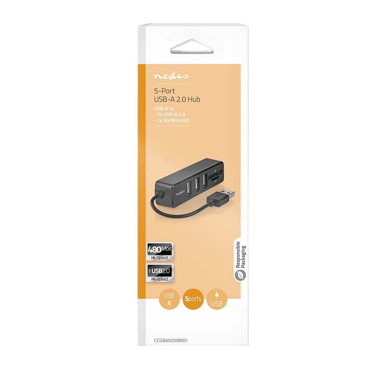 Hub USB-A 2.0 avec Ports Lecteur de Carte SD et microSD Compact et Durable-4