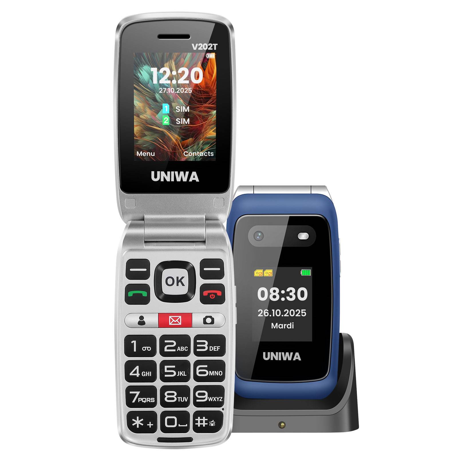 Téléphone Senior à Clapet Double SIM et Double Écran 4G LTE 1450mAh-0