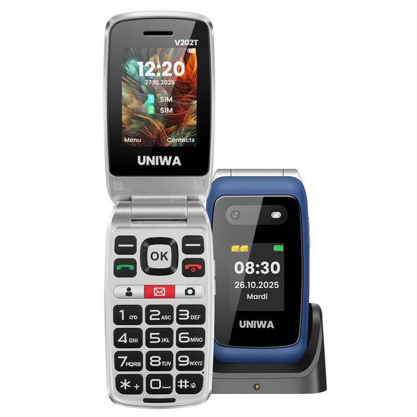 Téléphone Senior à Clapet Double SIM et Double Écran 4G LTE 1450mAh